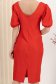 Rochie din crep subtire rosie midi cu un croi drept si maneci bufante - StarShinerS 5 - StarShinerS.ro