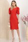Rochie din crep subtire rosie midi cu un croi drept si maneci bufante - StarShinerS 3 - StarShinerS.ro