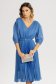 Rochie plisata din voal cu fir lurex albastru-deschis in clos cu elastic in talie si maneci bufante 1 - StarShinerS.ro