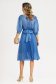 Rochie plisata din voal cu fir lurex albastru-deschis in clos cu elastic in talie si maneci bufante 4 - StarShinerS.ro