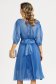 Rochie plisata din voal cu fir lurex albastru-deschis in clos cu elastic in talie si maneci bufante 2 - StarShinerS.ro
