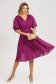 Rochie plisata din voal cu fir lurex zmeura in clos cu elastic in talie si maneci bufante 3 - StarShinerS.ro