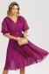 Rochie plisata din voal cu fir lurex zmeura in clos cu elastic in talie si maneci bufante 1 - StarShinerS.ro