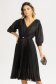 Rochie plisata din voal cu fir lurex neagra in clos cu elastic in talie si maneci bufante 1 - StarShinerS.ro