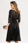 Rochie plisata din voal cu fir lurex neagra in clos cu elastic in talie si maneci bufante 2 - StarShinerS.ro