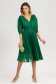 Rochie plisata din voal cu fir lurex verde in clos cu elastic in talie si maneci bufante 3 - StarShinerS.ro