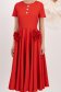 Rochie din stofa elastica rosie midi in clos cu buzunare laterale si flori 3D - StarShinerS 4 - StarShinerS.ro