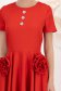 Rochie din stofa elastica rosie midi in clos cu buzunare laterale si flori 3D - StarShinerS 6 - StarShinerS.ro
