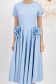 Rochie din stofa elastica albastru-deschis midi in clos cu buzunare laterale si flori 3D - StarShinerS 4 - StarShinerS.ro