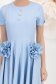 Rochie din stofa elastica albastru-deschis midi in clos cu buzunare laterale si flori 3D - StarShinerS 6 - StarShinerS.ro
