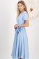 Rochie din stofa elastica albastru-deschis midi in clos cu buzunare laterale si flori 3D - StarShinerS 3 - StarShinerS.ro