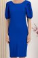 Rochie din crep subtire albastra midi cu un croi drept si maneci bufante - StarShinerS 4 - StarShinerS.ro