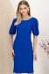 Rochie din crep subtire albastra midi cu un croi drept si maneci bufante - StarShinerS 1 - StarShinerS.ro