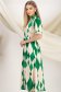 Rochie tip camasa din satin imprimat verde midi cu maneci bufante 2 - StarShinerS.ro
