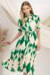 Rochie tip camasa din satin imprimat verde midi cu maneci bufante 1 - StarShinerS.ro