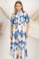 Rochie tip camasa din satin imprimat albastru-deschis midi cu maneci bufante 1 - StarShinerS.ro