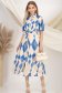 Rochie tip camasa din satin imprimat albastru-deschis midi cu maneci bufante 3 - StarShinerS.ro