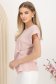 Bluza dama din material subtire roz pudra cu croi larg si artificiu decorativ frontal tip nod 2 - StarShinerS.ro