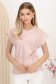 Bluza dama din material subtire roz pudra cu croi larg si artificiu decorativ frontal tip nod 1 - StarShinerS.ro