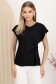 Bluza dama din material subtire neagra cu croi larg si artificiu decorativ frontal tip nod 1 - StarShinerS.ro