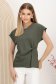 Bluza dama din material subtire kaki cu croi larg si artificiu decorativ frontal tip nod 1 - StarShinerS.ro