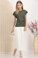 Bluza dama din material subtire kaki cu croi larg si artificiu decorativ frontal tip nod 3 - StarShinerS.ro