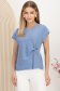 Bluza dama din material subtire albastru-deschis cu croi larg si artificiu decorativ frontal tip nod 1 - StarShinerS.ro