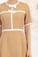 Rochie din stofa elastica bej midi in clos accesorizata cu fundite contrastante - StarShinerS 6 - StarShinerS.ro