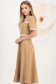 Rochie din stofa elastica bej midi in clos accesorizata cu fundite contrastante - StarShinerS 2 - StarShinerS.ro