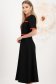 Rochie din stofa elastica neagra midi in clos accesorizata cu fundite contrastante - StarShinerS 2 - StarShinerS.ro