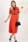 Rochie din stofa elastica rosie midi in clos accesorizata cu fundite contrastante - StarShinerS 3 - StarShinerS.ro
