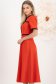 Rochie din stofa elastica rosie midi in clos accesorizata cu fundite contrastante - StarShinerS 2 - StarShinerS.ro