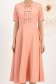 Rochie din stofa elastica corai midi in clos accesorizata cu fundite si pietre strass - StarShinerS 4 - StarShinerS.ro