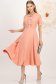 Rochie din stofa elastica corai midi in clos accesorizata cu fundite si pietre strass - StarShinerS 3 - StarShinerS.ro
