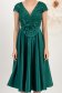 Rochie din tafta elastica satinata si paiete verde midi in clos accesorizata cu brosa maxi - StarShinerS 5 - StarShinerS.ro