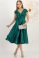 Rochie din tafta elastica satinata si paiete verde midi in clos accesorizata cu brosa maxi - StarShinerS 4 - StarShinerS.ro