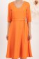 Rochie din stofa elastica portocalie midi in clos cu accesoriu tip curea - StarShinerS 4 - StarShinerS.ro