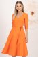 Rochie din stofa elastica portocalie midi in clos cu accesoriu tip curea - StarShinerS 1 - StarShinerS.ro