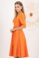 Rochie din stofa elastica portocalie midi in clos cu accesoriu tip curea - StarShinerS 3 - StarShinerS.ro