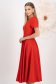 Rochie din stofa elastica rosie midi in clos cu nasturi decorativi si buzunare laterale - StarShinerS 2 - StarShinerS.ro