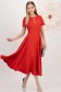 Rochie din stofa elastica rosie midi in clos cu nasturi decorativi si buzunare laterale - StarShinerS 3 - StarShinerS.ro