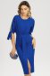 Rochie din material subtire albastra midi tip creion cu franjuri din perle si fronseu 1 - StarShinerS.ro