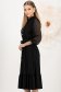 Rochie din lycra neagra midi in clos cu elastic in talie si maneci bufante din voal cu aplicatii stralucitoare - StarShinerS 3 - StarShinerS.ro