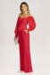 Bluza dama tip corset din stofa elastica rosie cu umeri goi si maneci bufante din voal cu fir stralucitor 5 - StarShinerS.ro