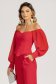 Bluza dama tip corset din stofa elastica rosie cu umeri goi si maneci bufante din voal cu fir stralucitor 2 - StarShinerS.ro