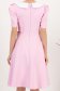 Rochie din stofa elastica roz-deschis pana la genunchi in clos cu buzunare laterale si guler contrastant - StarShinerS 5 - StarShinerS.ro