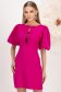Rochie din stofa elastica fuchsia scurta tip creion cu maneci bufante accesorizata cu fundite - StarShinerS 2 - StarShinerS.ro