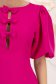 Rochie din stofa elastica fuchsia scurta tip creion cu maneci bufante accesorizata cu fundite - StarShinerS 6 - StarShinerS.ro