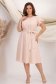 Rochie din in si viscoza bej midi in clos cu elastic in talie si volanase la maneci - StarShinerS 3 - StarShinerS.ro