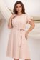 Rochie din in si viscoza bej midi in clos cu elastic in talie si volanase la maneci - StarShinerS 1 - StarShinerS.ro